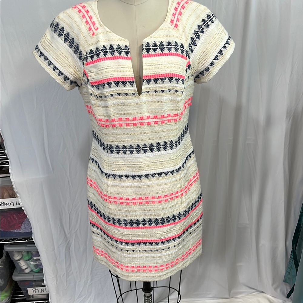 Trina Turk striped Pink and Blue Sheath Mini Dress